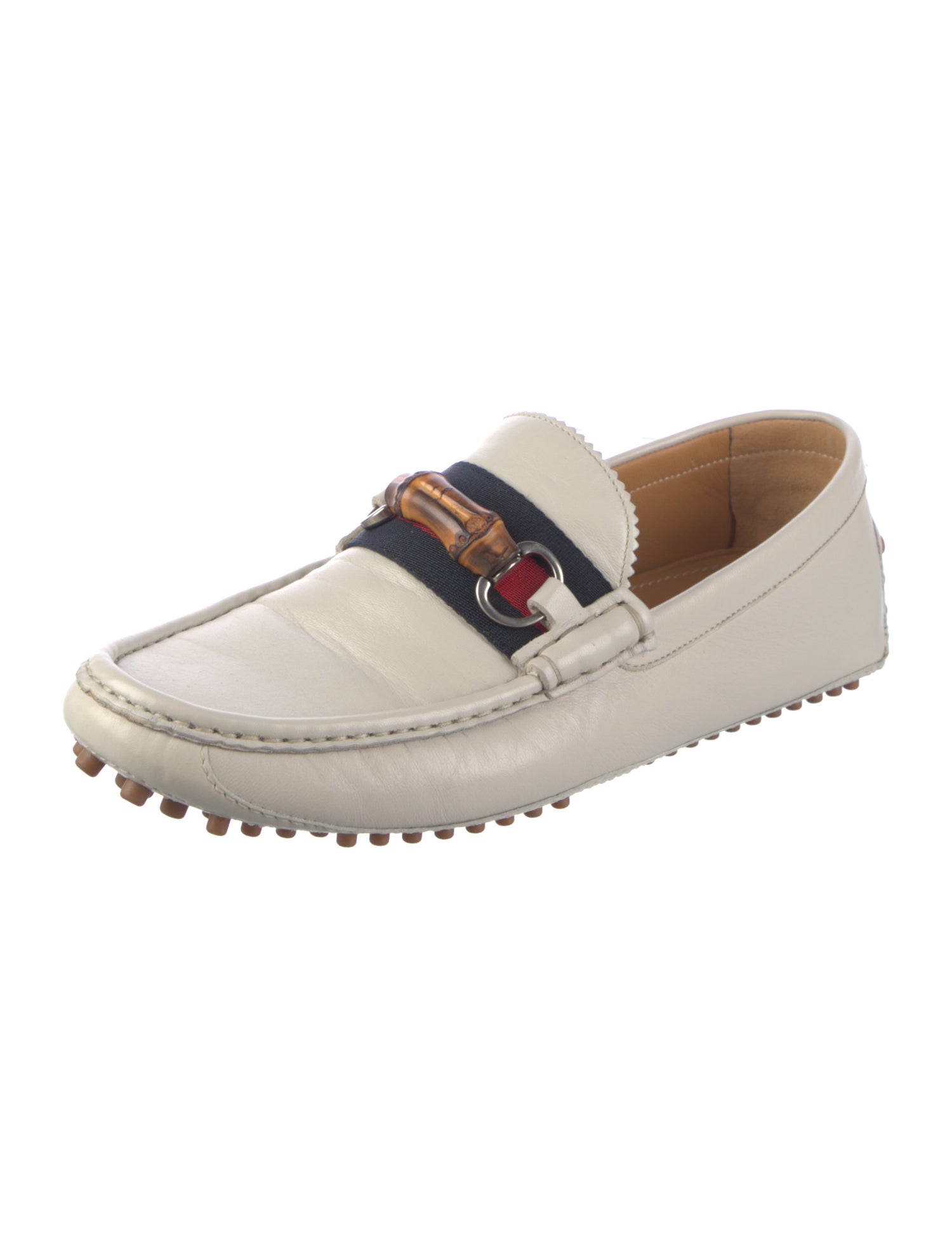 Gucci Web Accent Leather Drivers